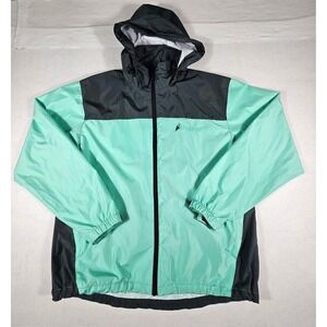 Frogg Toggs Rain Jacket Womens XL Mint Green Gray Hooded Full Zip RT62541-197